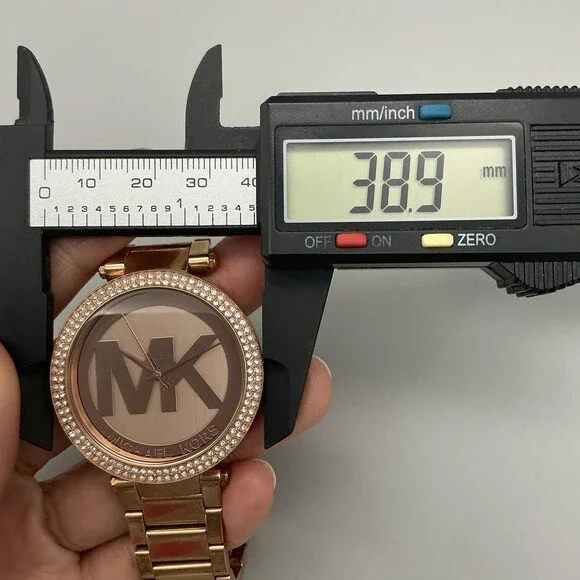 Michael Kors Parker Womens Watch 39mm Rose Gold Tone Crystals New Battery 7" - Picture 12 of 14